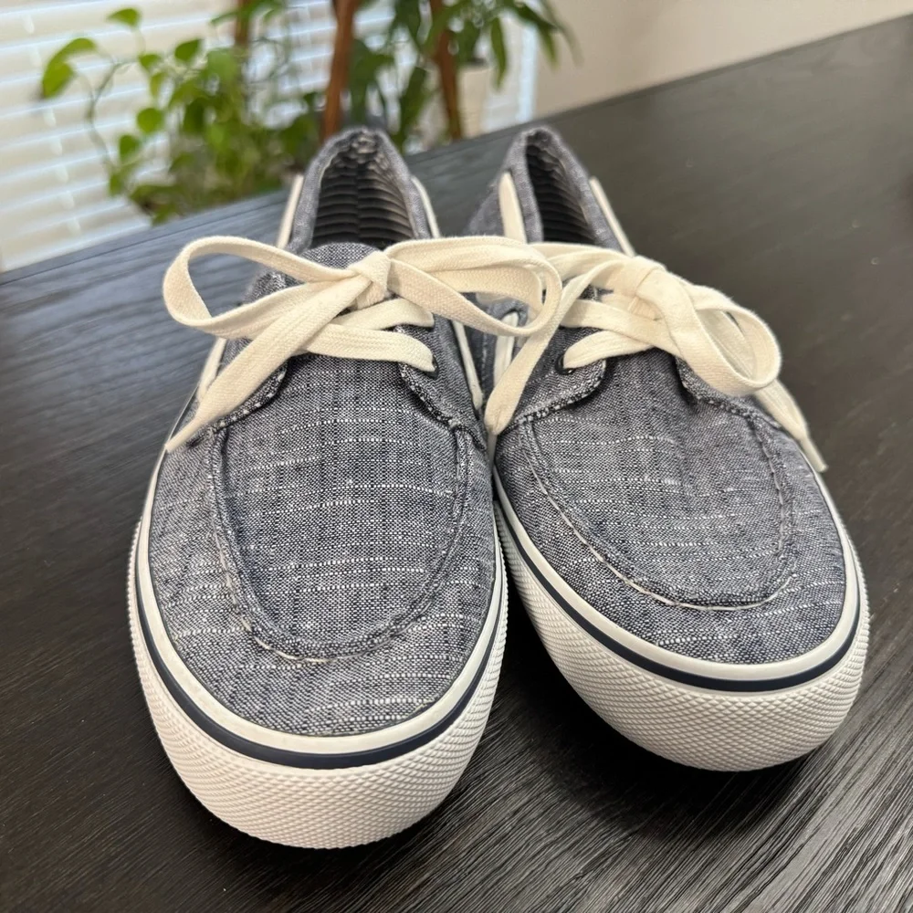 Old Navy Blue and White Boat Shoes with Nautical Design